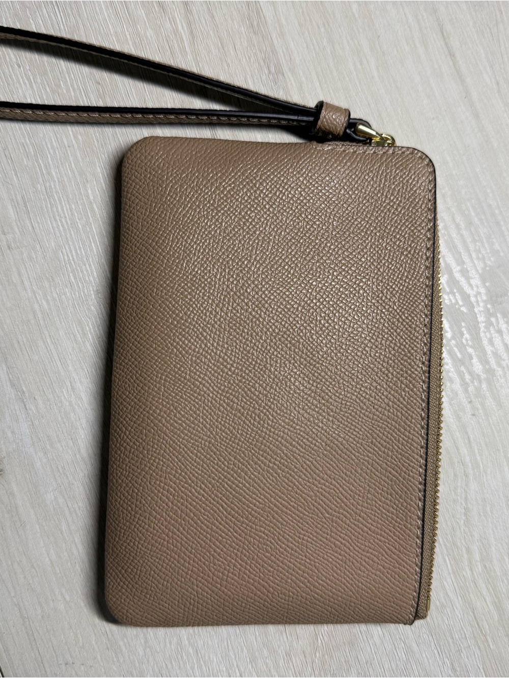 Coach Taupe Pebbled Leather Wristlet - Picture 5 of 6